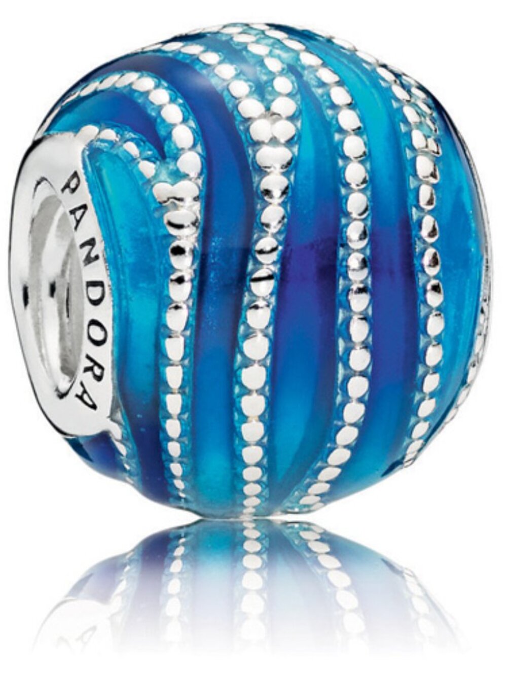 Authentic Pandora Blue Swirls Charm 797012ENMX Retired Enamel - Picture 9 of 9